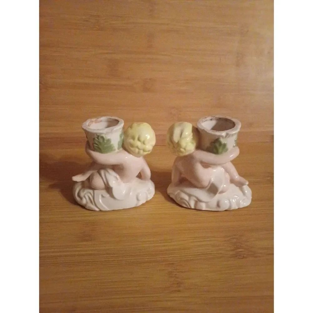 Two 1973 Vintage‎ Cherub Candle Holders - Excellent Condition